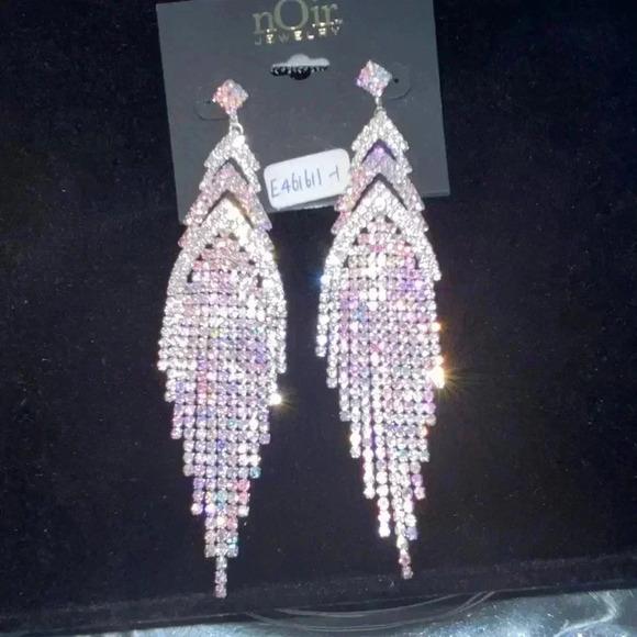 Dangle Earrings Noir rhinestone - Picture 2 of 7